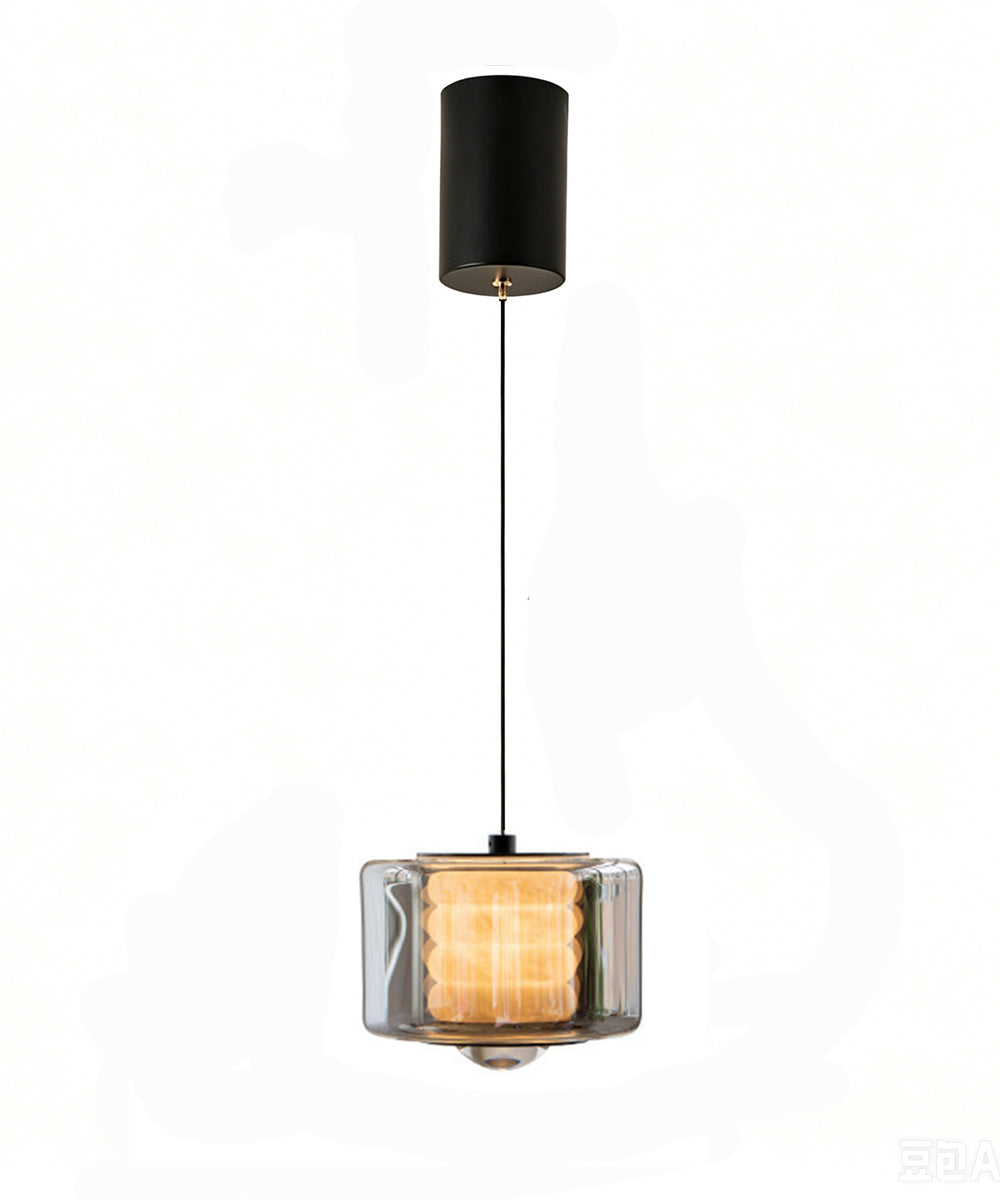 Soft Glow Natural Marble Pendant Light – Adjustable Height Modern Glass Shade Hanging Lamp