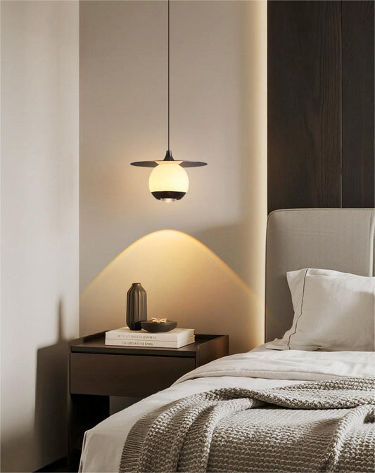 Steel Halo Marble Pendant Light – Sculptural Ambient Ceiling Lamp
