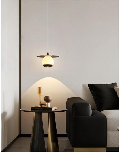 Steel Halo Marble Pendant Light – Sculptural Ambient Ceiling Lamp