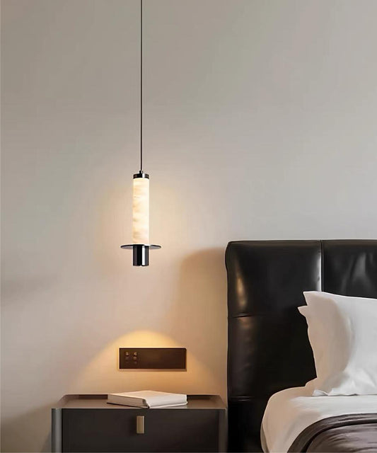 Steel Halo Marble Pendant Light – Sculptural Ambient Ceiling Lamp