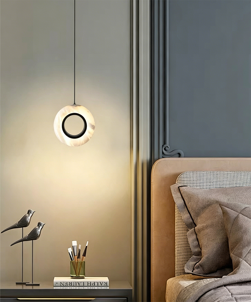 Marble Halo Ring Pendant Light – Sculptural Ambient Lamp