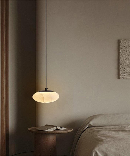 Minimal Marble Disc Pendant Light – Modern Sculptural Lamp