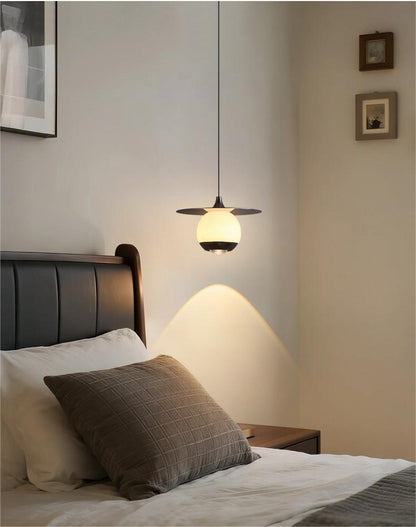 Steel Halo Marble Pendant Light – Sculptural Ambient Ceiling Lamp