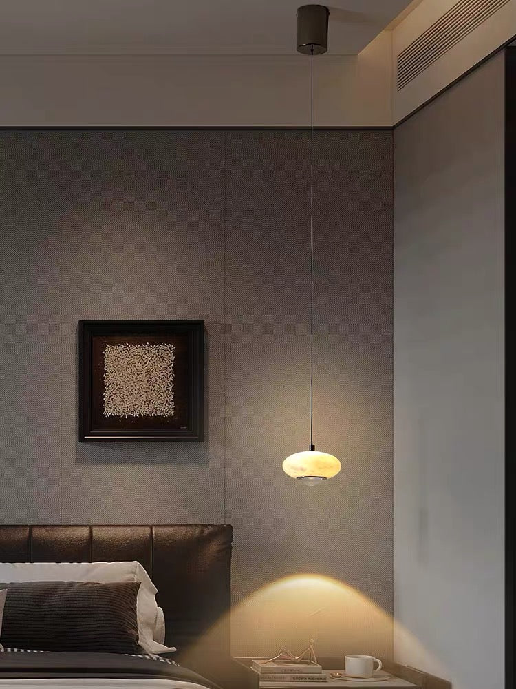Stone Halo Pendant Light – Minimalist Natural Stone Ambient Lamp