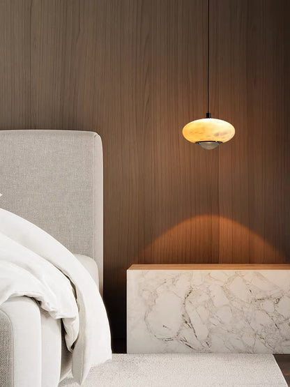 Stone Halo Pendant Light – Minimalist Natural Stone Ambient Lamp