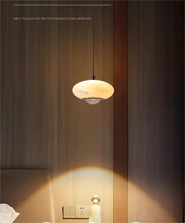 Stone Halo Pendant Light – Minimalist Natural Stone Ambient Lamp