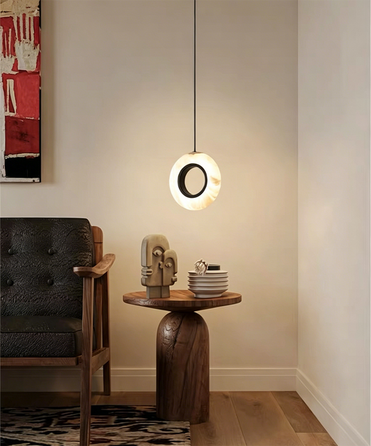Marble Halo Ring Pendant Light – Sculptural Ambient Lamp