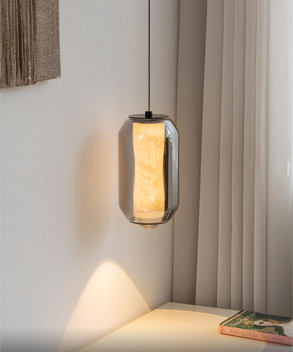 Crystal Core Glass Pendant Light – Modern Ambient Hanging Lamp