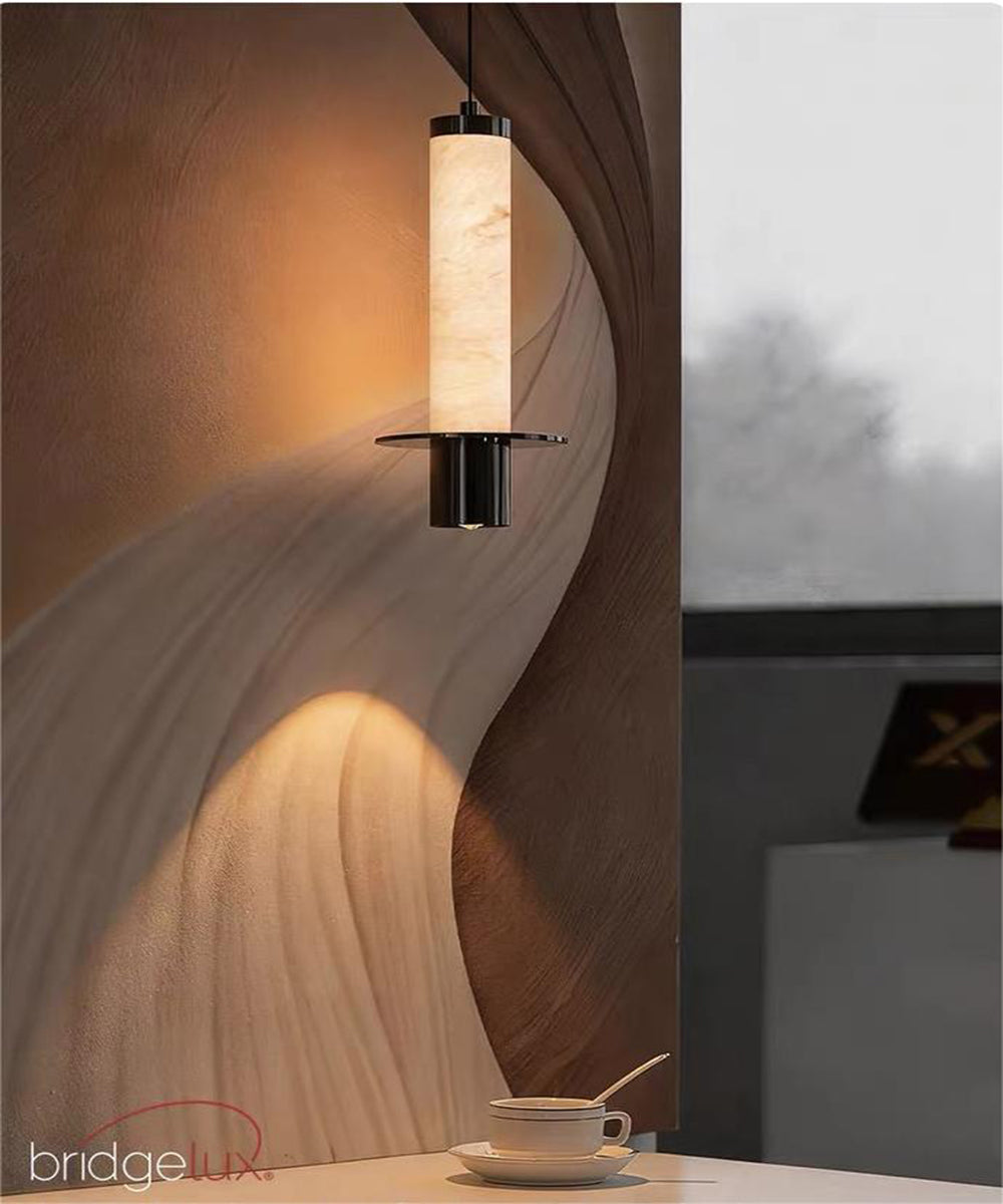 Steel Halo Marble Pendant Light – Sculptural Ambient Ceiling Lamp