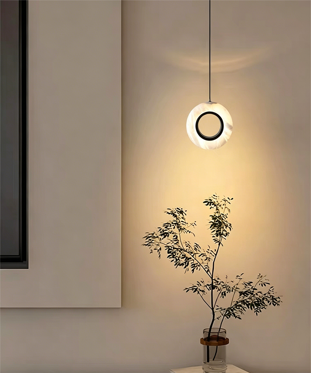 Marble Halo Ring Pendant Light – Sculptural Ambient Lamp