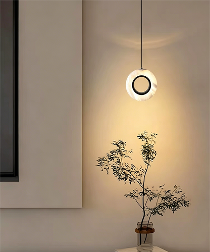 Marble Halo Ring Pendant Light – Sculptural Ambient Lamp