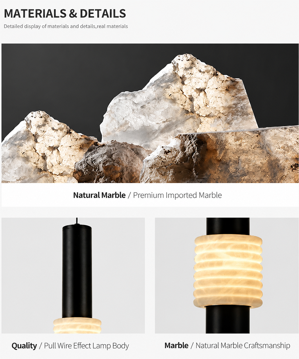 Wave Marble Core Pendant Light – Sculptural Ambient Lamp
