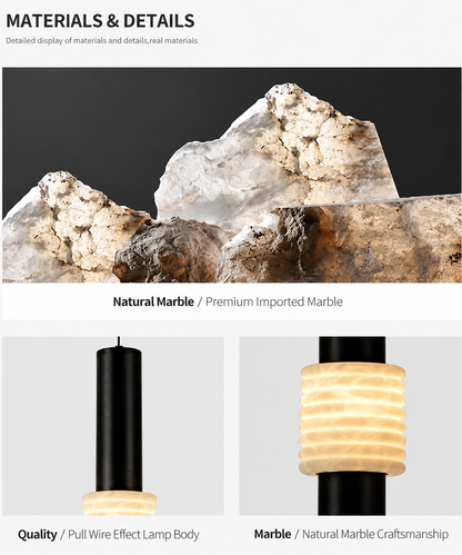 Wave Marble Core Pendant Light – Sculptural Ambient Lamp