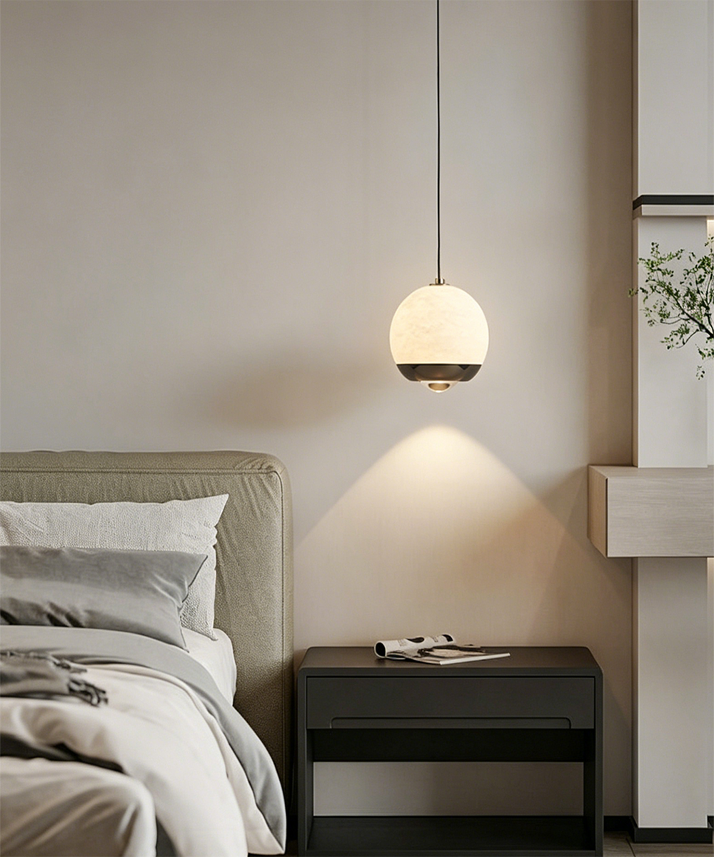 Natural Marble Pendant Light – Minimalist Stone Hanging Lamp