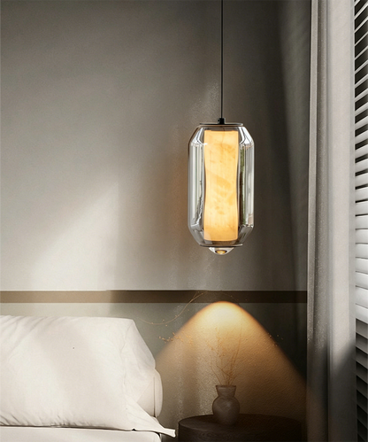 Crystal Core Glass Pendant Light – Modern Ambient Hanging Lamp