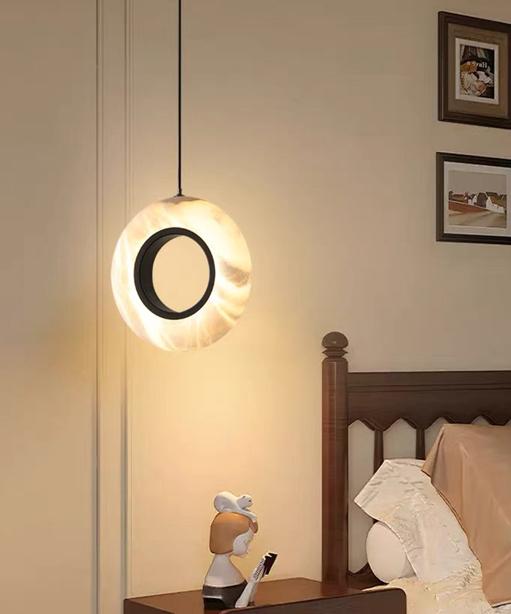 Marble Halo Ring Pendant Light – Sculptural Ambient Lamp