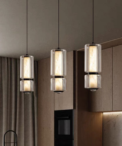 Double Glass Column Pendant Light – Architectural Ambient Lamp