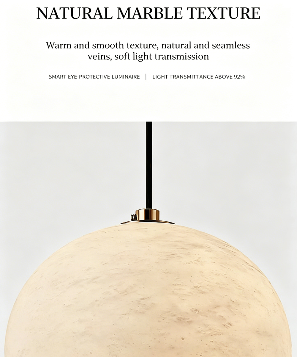 Natural Marble Pendant Light – Minimalist Stone Hanging Lamp