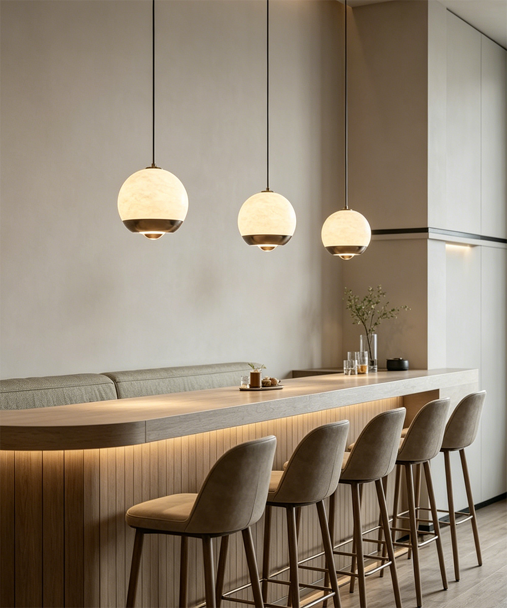 Natural Marble Pendant Light – Minimalist Stone Hanging Lamp