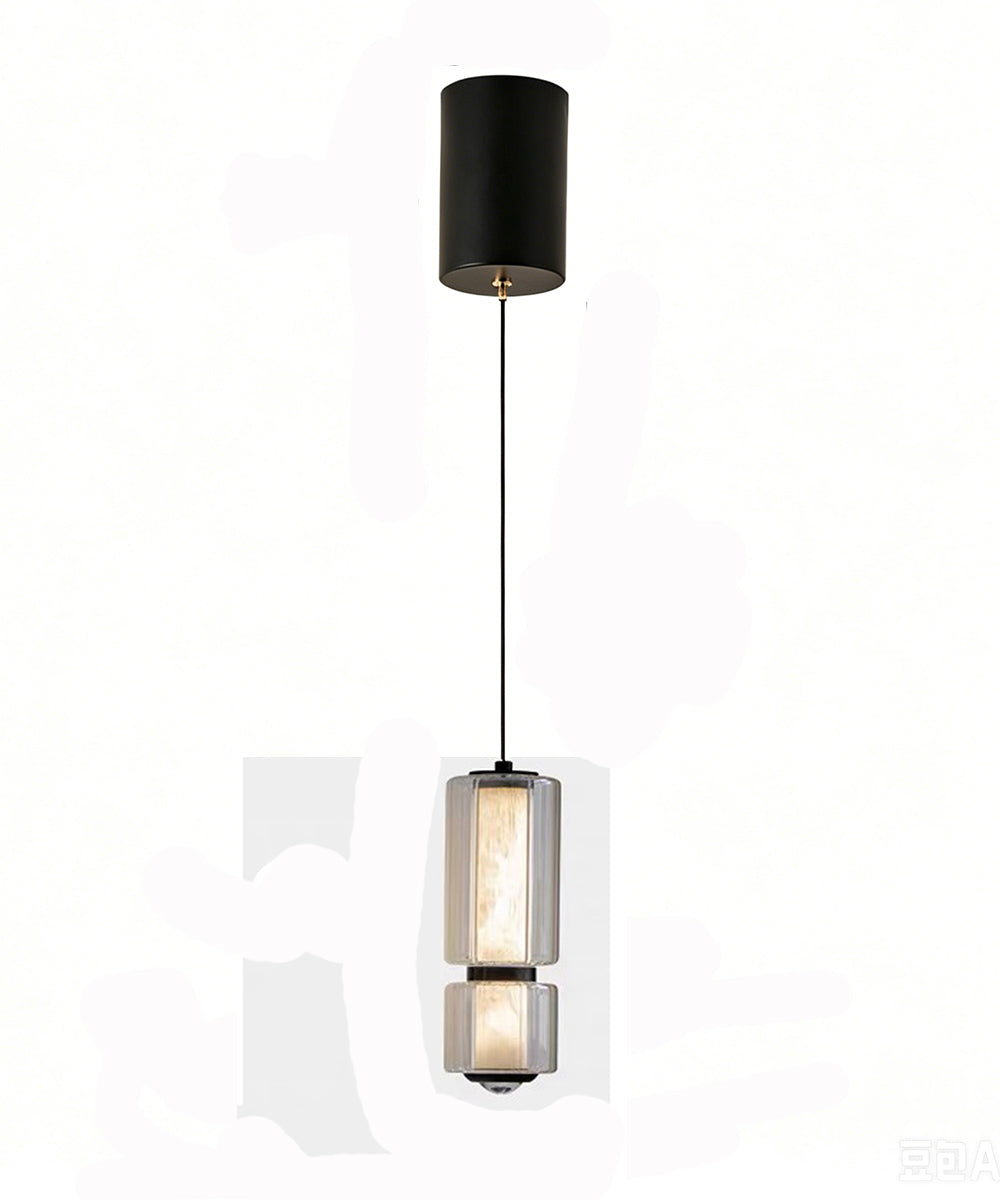 Double Glass Column Pendant Light – Architectural Ambient Lamp