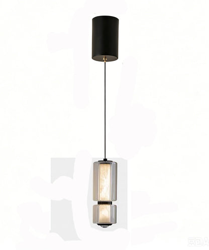 Double Glass Column Pendant Light – Architectural Ambient Lamp
